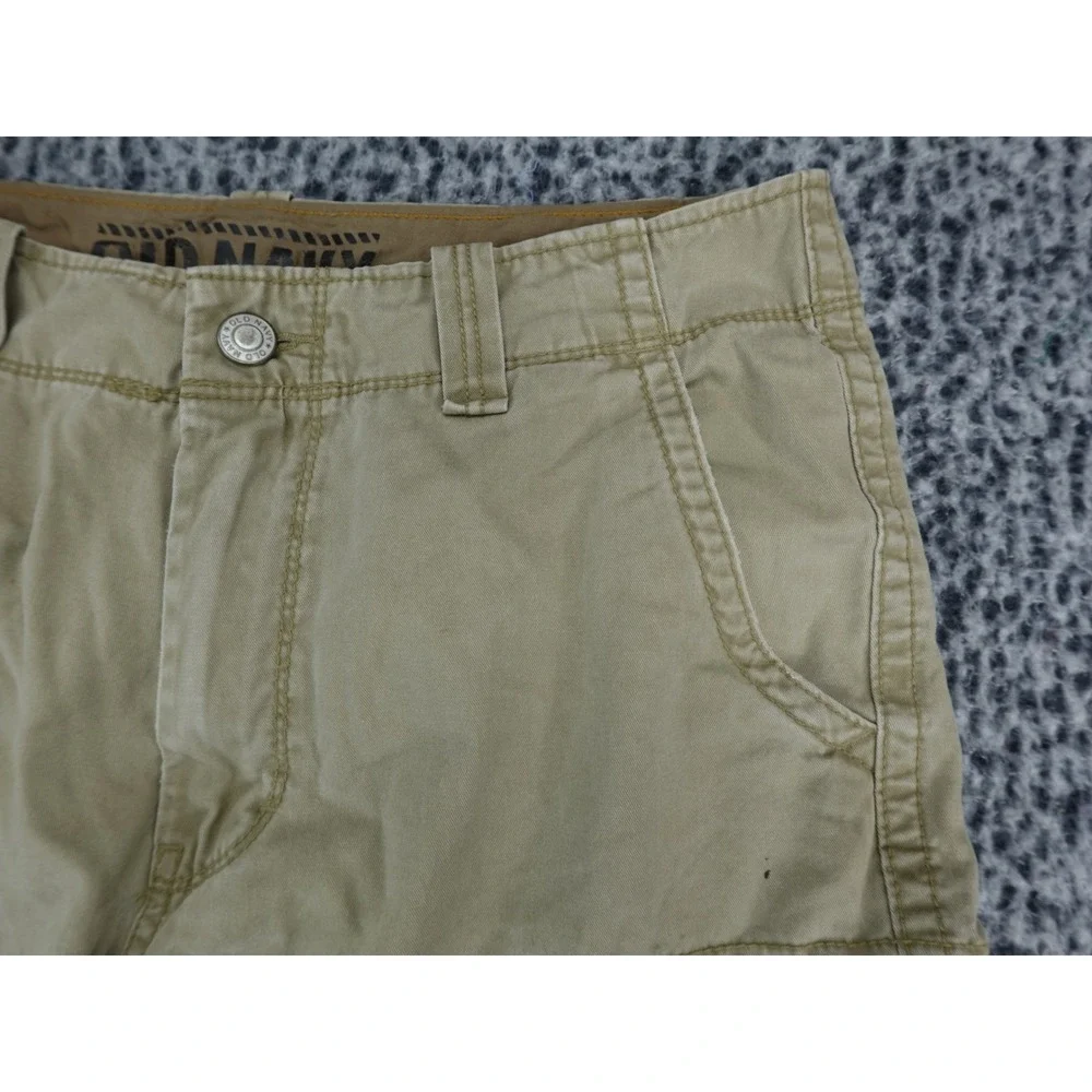 Old Navy Mens Cargo Shorts Khaki‎ Tan Cotton Twill Multi Pocket Size 32W